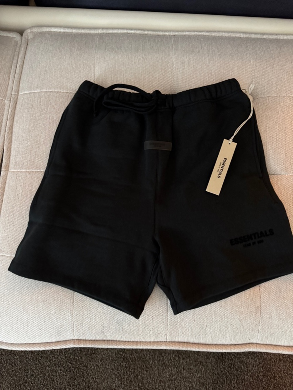 ESSENTIALS Men’s Black Logo Athletic Shorts Small